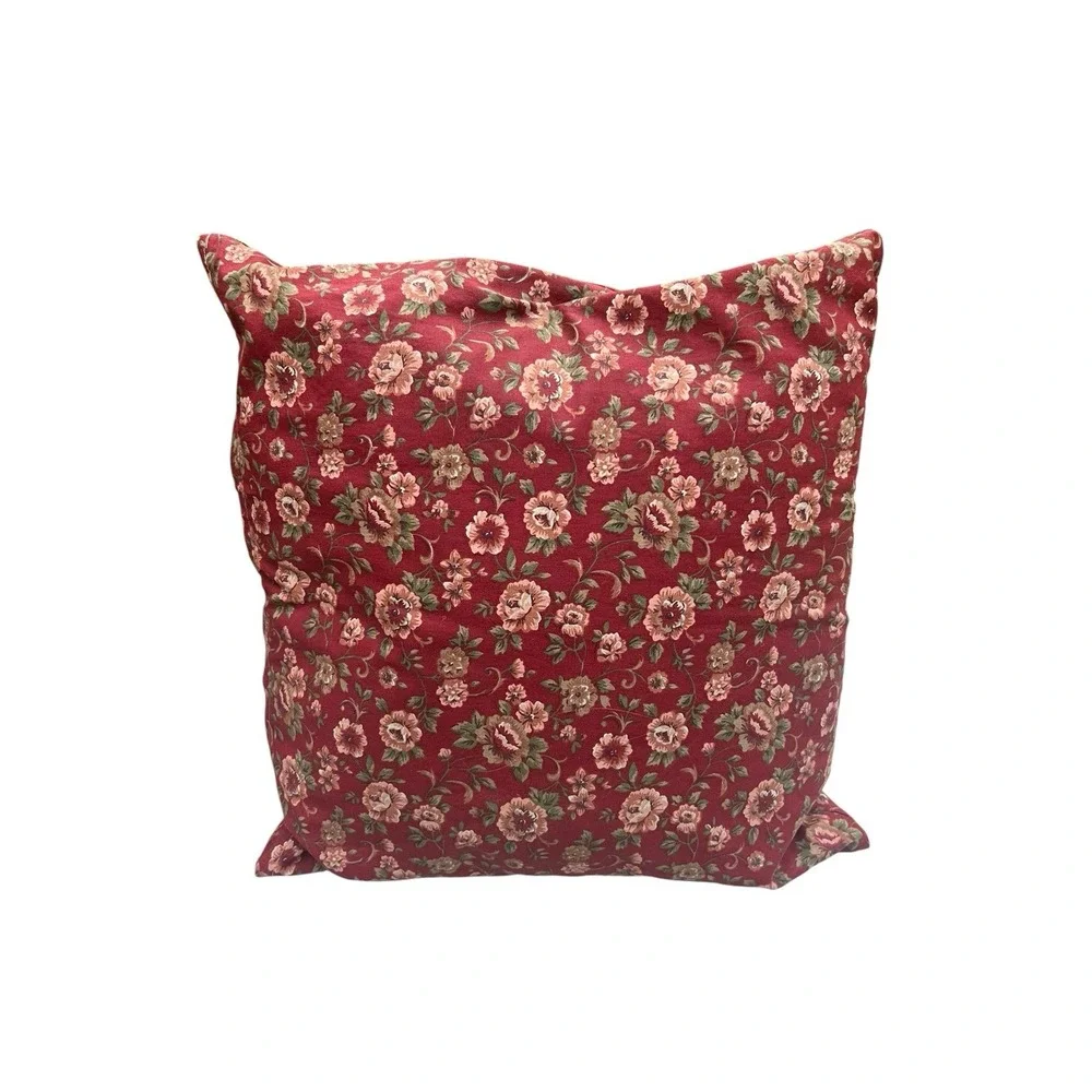 Set 2 Handmade Floral Throw Pillows Red Cottage Farmhouse 17